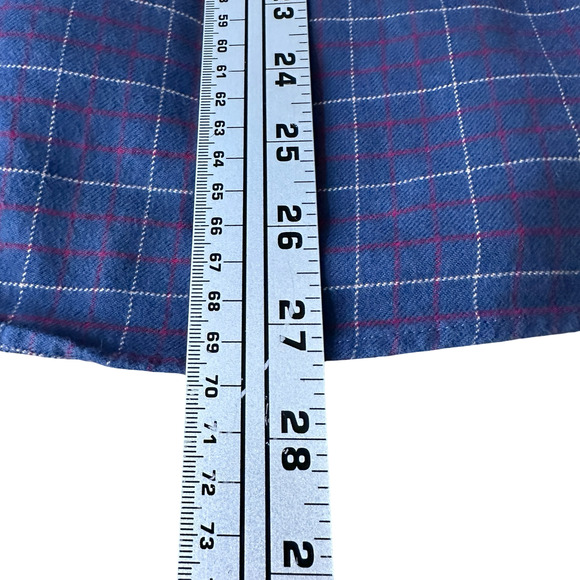 Untuckit Flannel Shirt Men’s Medium Blue Windowpane Check Long Sleeve Button-Up - Picture 9 of 9